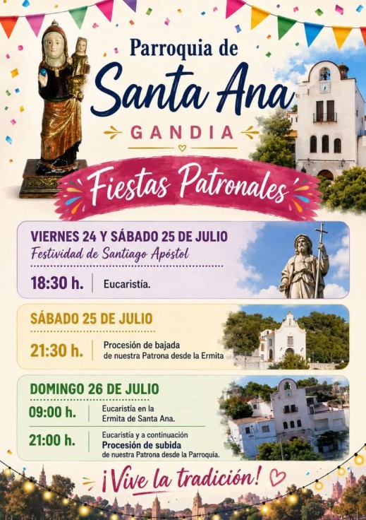 Gandia celebra las Fiestas Patronales de la Parroquia de Santa Ana con un programa de actos religiosos