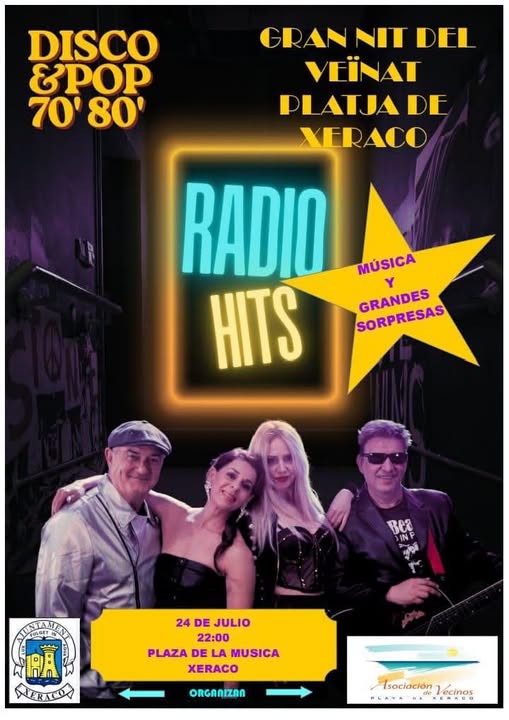 Xeraco revivirá los grandes éxitos de los años 70 y 80 con una noche de música disco pop