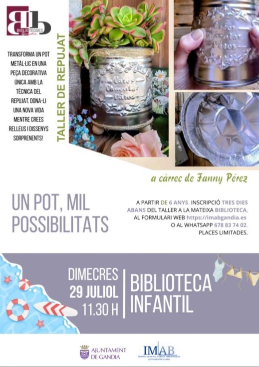 Gandia ofrecerá un taller de repujado para transformar botes metálicos en piezas decorativas