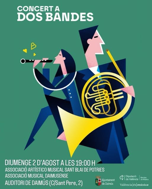 Daimús celebra este domingo un concierto conjunto entre las bandas de Potries y Daimús