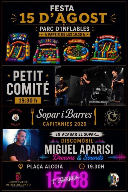 Bellreguard celebrará el 15 de Agost con una gran noche de música, fiesta y convivencia