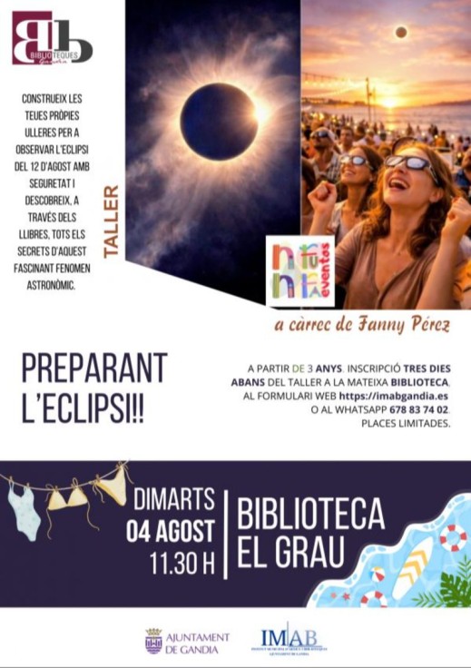 Gandia acerca la astronomía a los más pequeños con un taller infantil sobre el eclipse solar