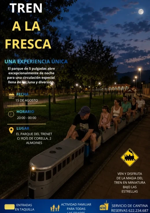 Almoines celebra una noche de trenes en miniatura bajo las estrellas