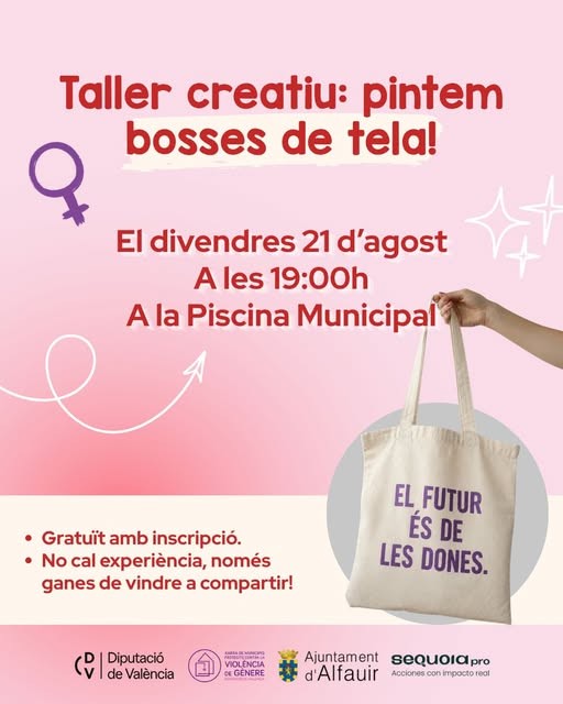 Alfauir crea bolsas de tela en un taller por la igualdad y la libertad de expresión