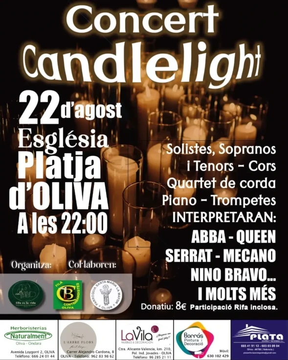 Oliva celebra una noche musical a la luz de las velas  con el concierto Candlelight