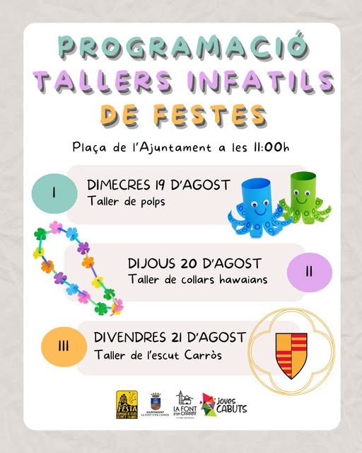 Font d'en Carròs prepara tres jornadas de talleres infantiles durante sus fiestas