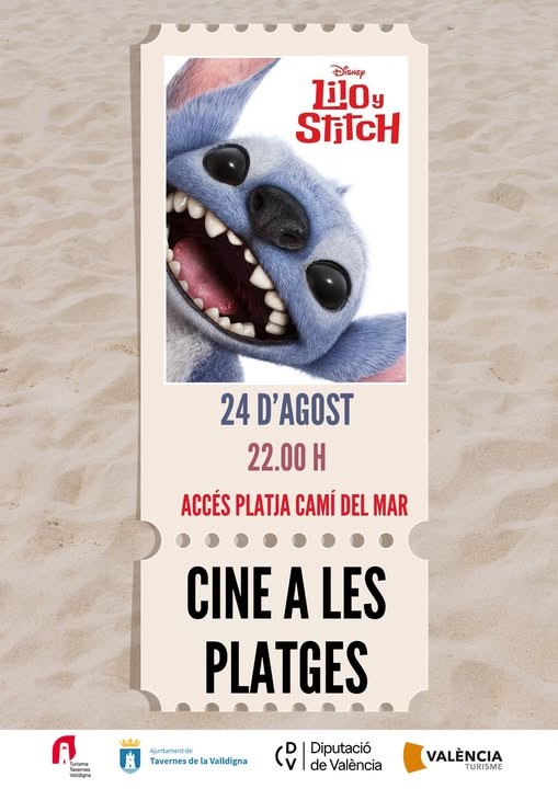 Tavernes de la Valldigna celebra una noche de cine en la playa con Lilo y Stitch