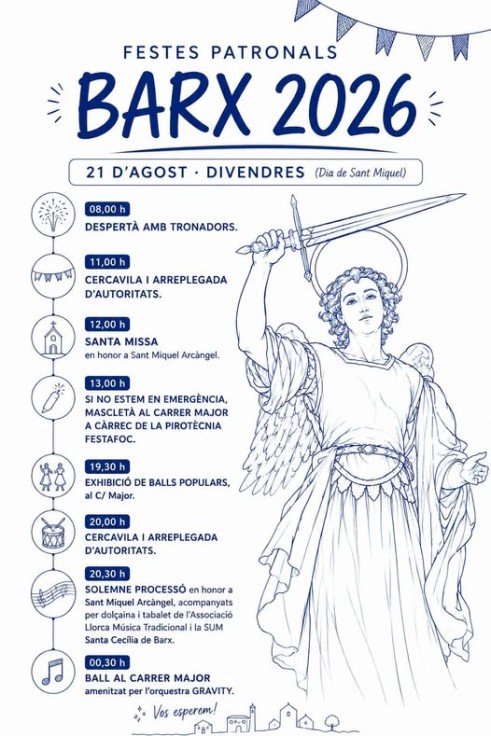 Barx celebra sus fiestas patronales 2026 en honor a Sant Miquel