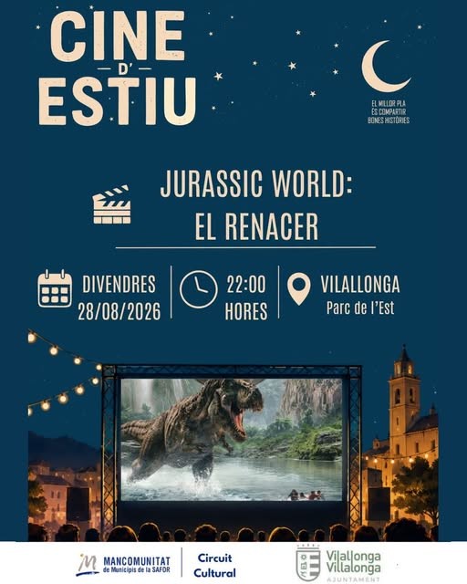 Villalonga disfruta de una noche de cine de verano con Jurassic World: El renacer