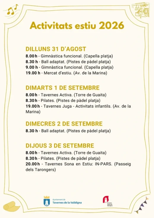 Tavernes de la Valldigna despide el verano con una programación de deporte, ocio y cultura
