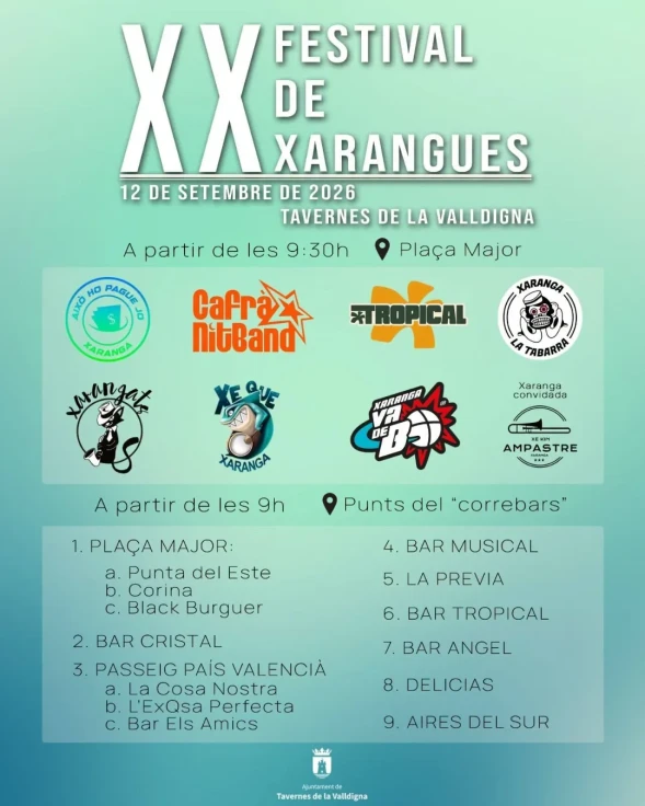 Tavernes de la Valldigna celebra el XX Festival de Xarangues el 12 de septiembre
