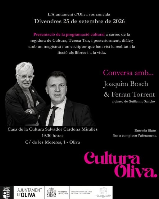 Oliva presenta su programación cultural 2026-2027 con Joaquim Bosch y Ferran Torrent