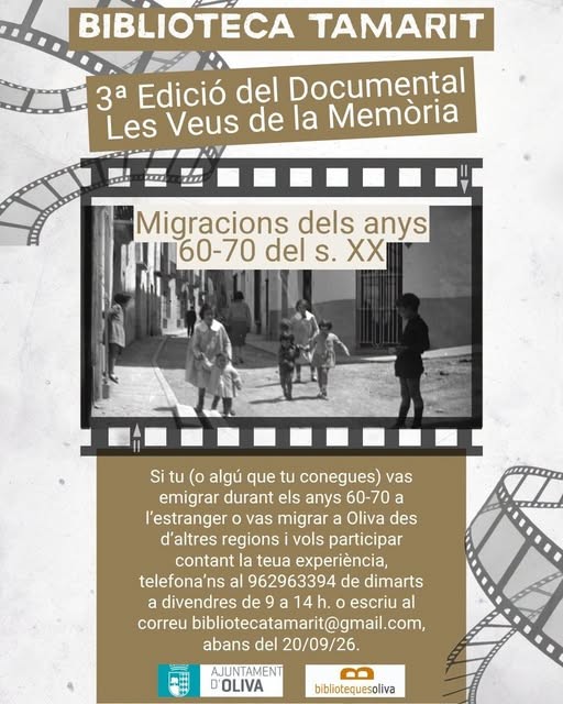 Oliva pone en marcha la tercera edición de Las voces de la Memoria para recuperar la historia de sus vecinos