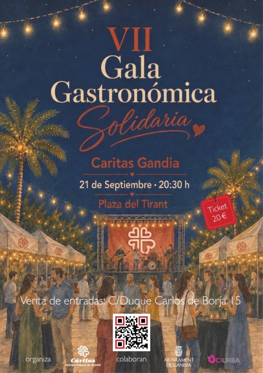 Gandia celebrará la VII Gala Gastronómica Solidaria de Cáritas a beneficio de su programa de viviendas