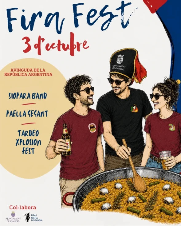 Gandia celebra el Fira Fest con paella gigante, música en directo y una tarde de fiesta