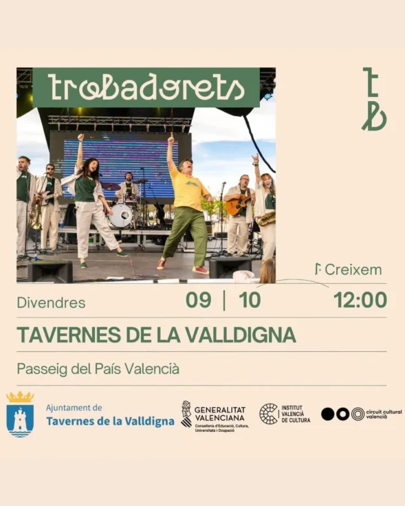 Tavernes de la Valldigna celebra el 9 d’Octubre con la música familiar de Trobadorets