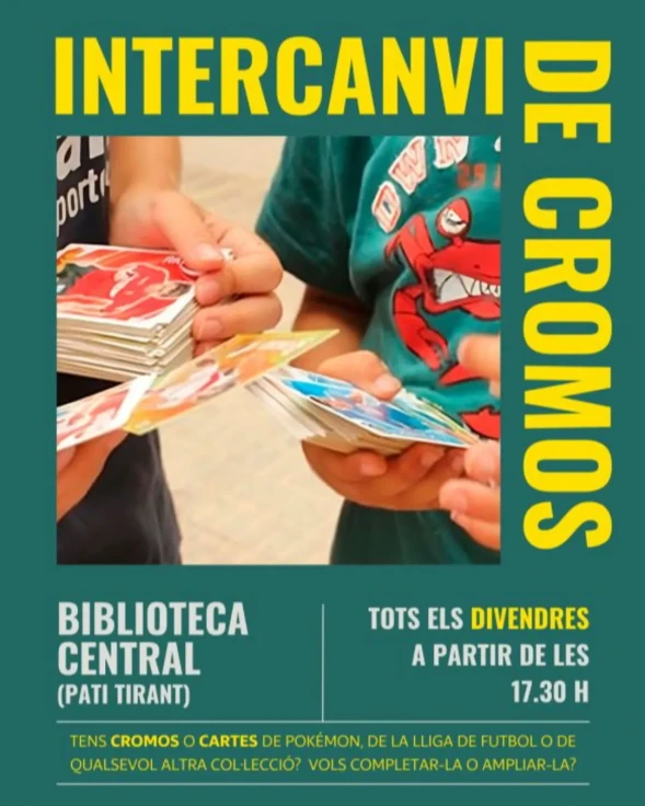 Gandia organiza jornadas de intercambio de cromos y cartas coleccionables en la Biblioteca Central