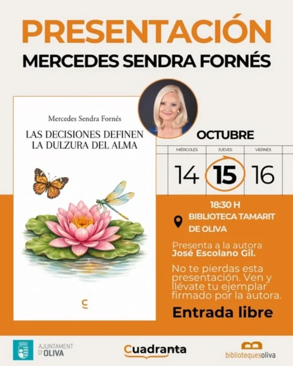 Oliva presenta el nuevo poemario de Mercedes Sendra Fornés en la Biblioteca de Tamarit