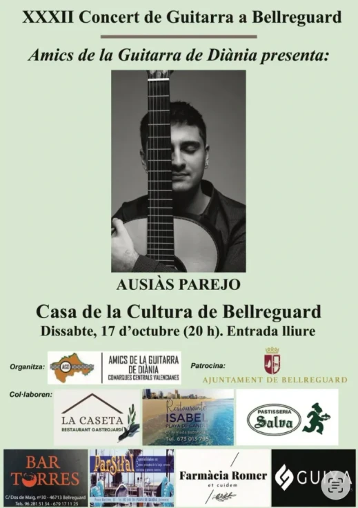Bellreguard celebra el XXXII Concierto de Guitarra con el talento del músico Ausiàs Parejo