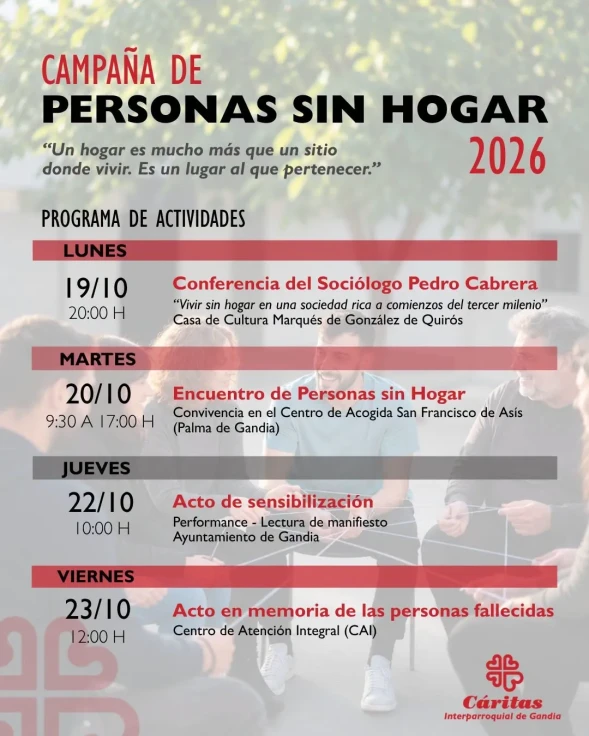 Cáritas impulsa una semana de actividades para visibilizar la realidad de las personas sin hogar