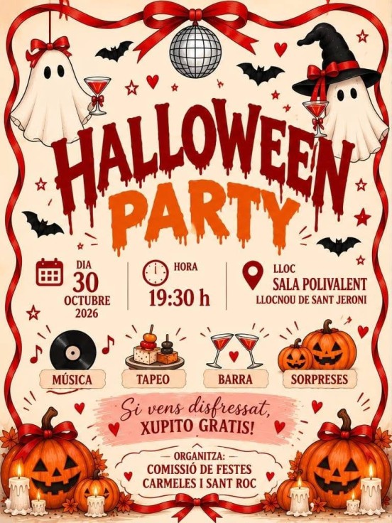 Llocnou de Sant Jeroni prepara una gran fiesta de Halloween con música, disfraces y menús especiales
