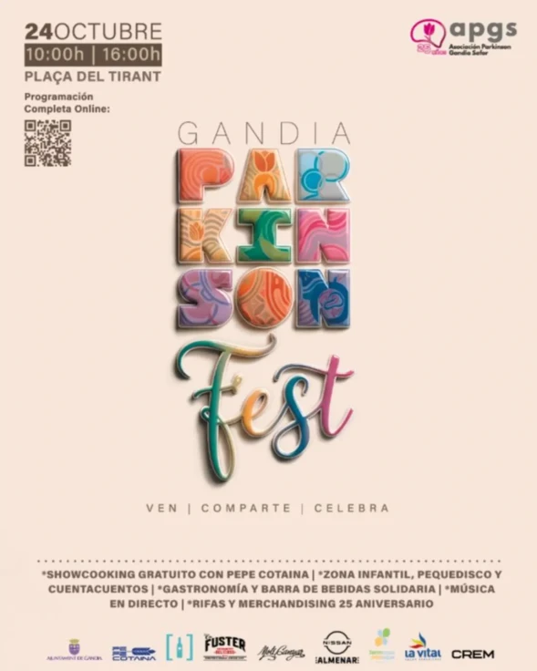 Gandia celebra el Parkinson Fest con música, gastronomía y actividades solidarias por su 25 aniversario