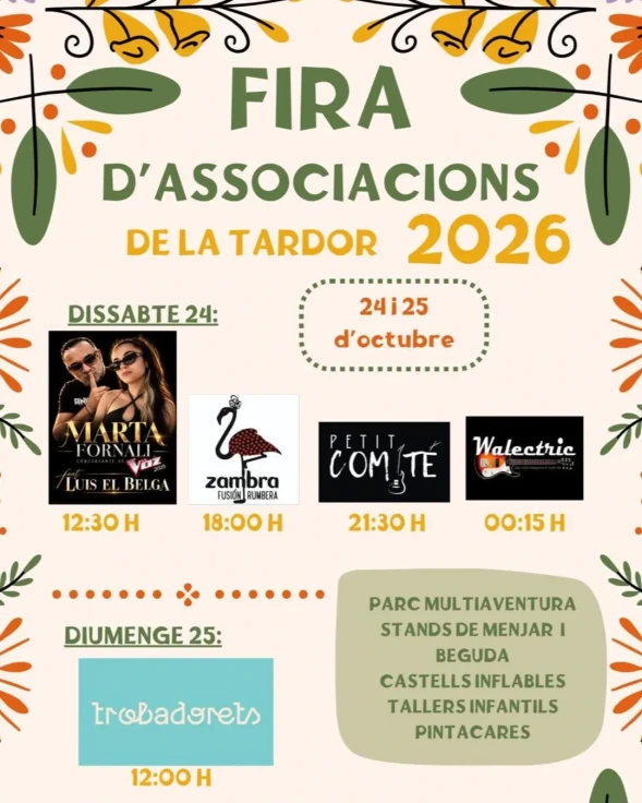 Almoines celebra la Fira d’Associacions de la Tardor 2026 con música y actividades para toda la familia
