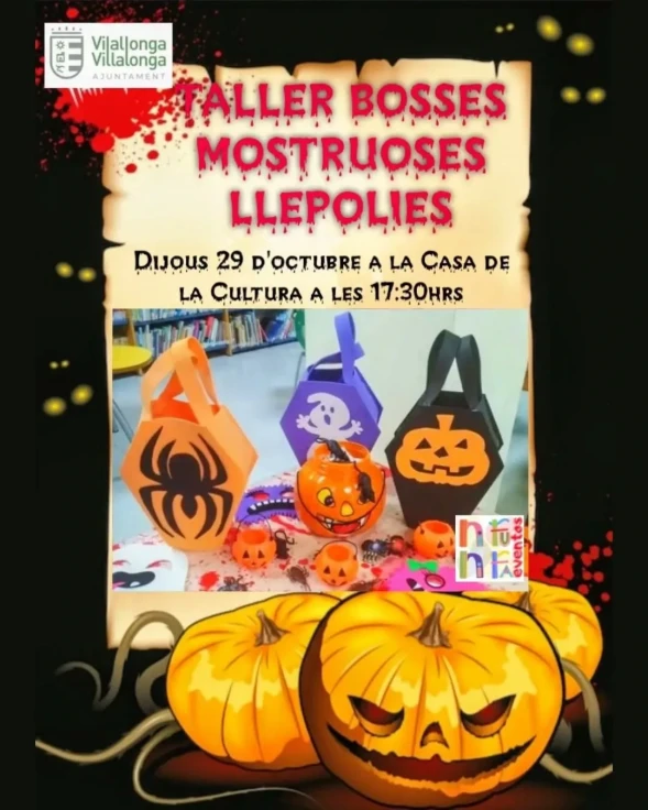 Villalonga celebra Halloween con un taller de bolsas monstruosas de chuches