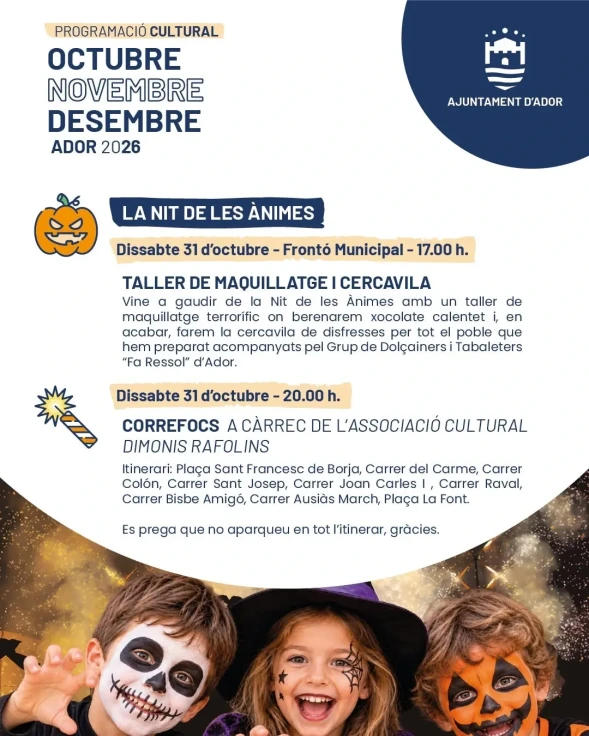 Ador celebra la Nit de les Ànimes con maquillaje terrorífico, pasacalles y correfocs