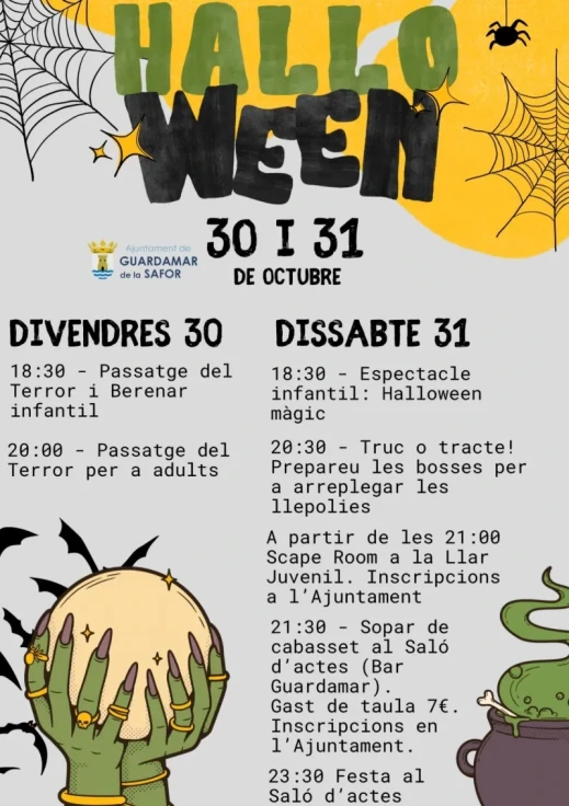 Guardamar de la Safor celebra Halloween con espectáculos, truco o trato, escape room y fiesta