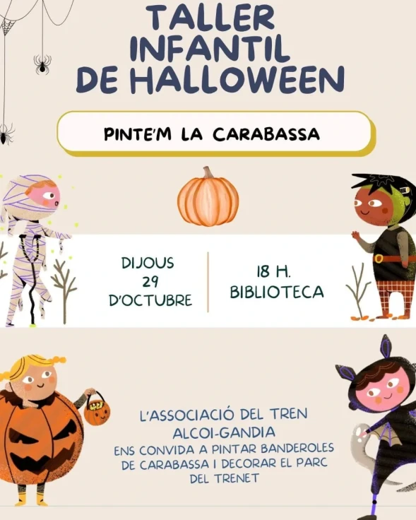 Almoines celebra un taller infantil de Halloween con actividades creativas y decoración del Parc del Trenet