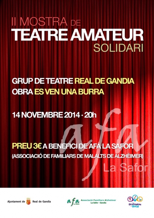 El Ayuntamiento de Real de Gandia organiza la segunda Muestra de Teatro Solidario
