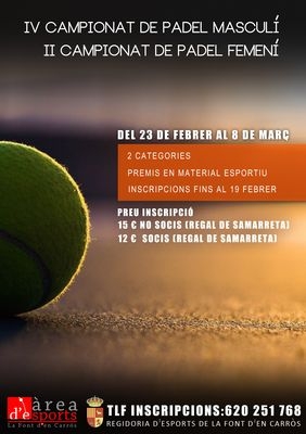 La Font d´En Carròs organiza sus campeonatos de pádel