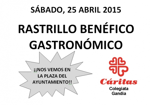 Cáritas Gandia organiza el tradicional Rastrillo Benéfico Gastronómico