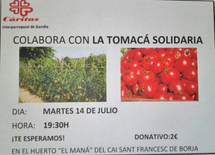 Cáritas Gandia organiza la primera tomatada solidaria