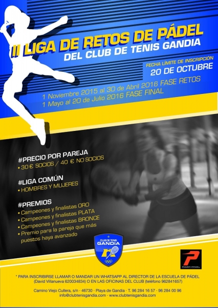 El Club de Tenis Gandia acoge la II edición de la Liga de Retos de Pádel
