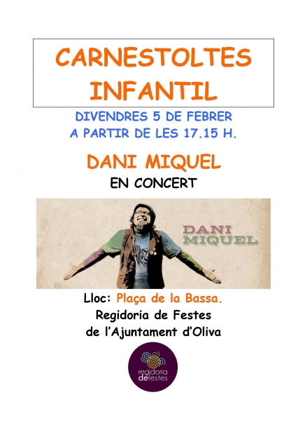 Oliva contará con un espectáculo musical de Dani Miquel en carnavales