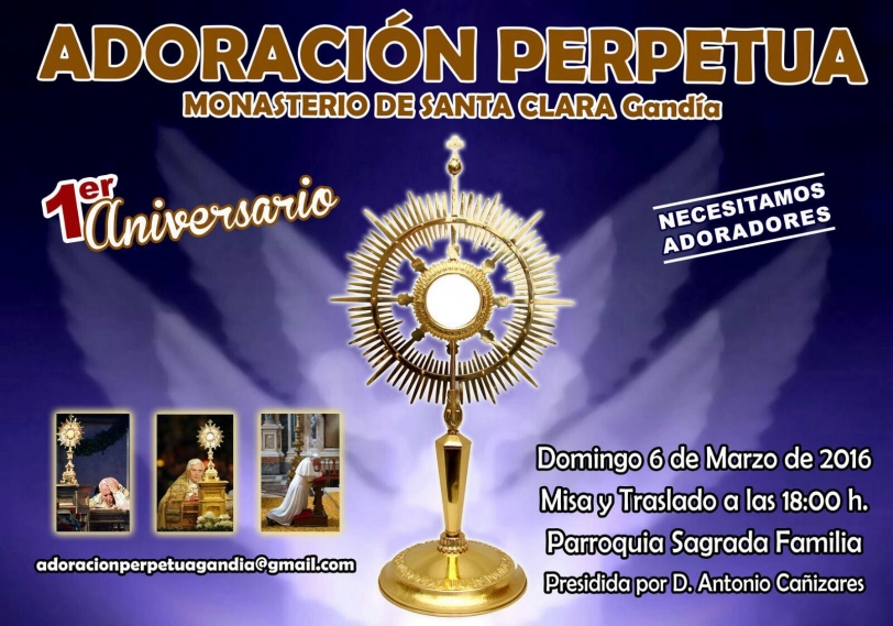 Primer aniversario de la Capilla de Adoración Perpetua de Gandia