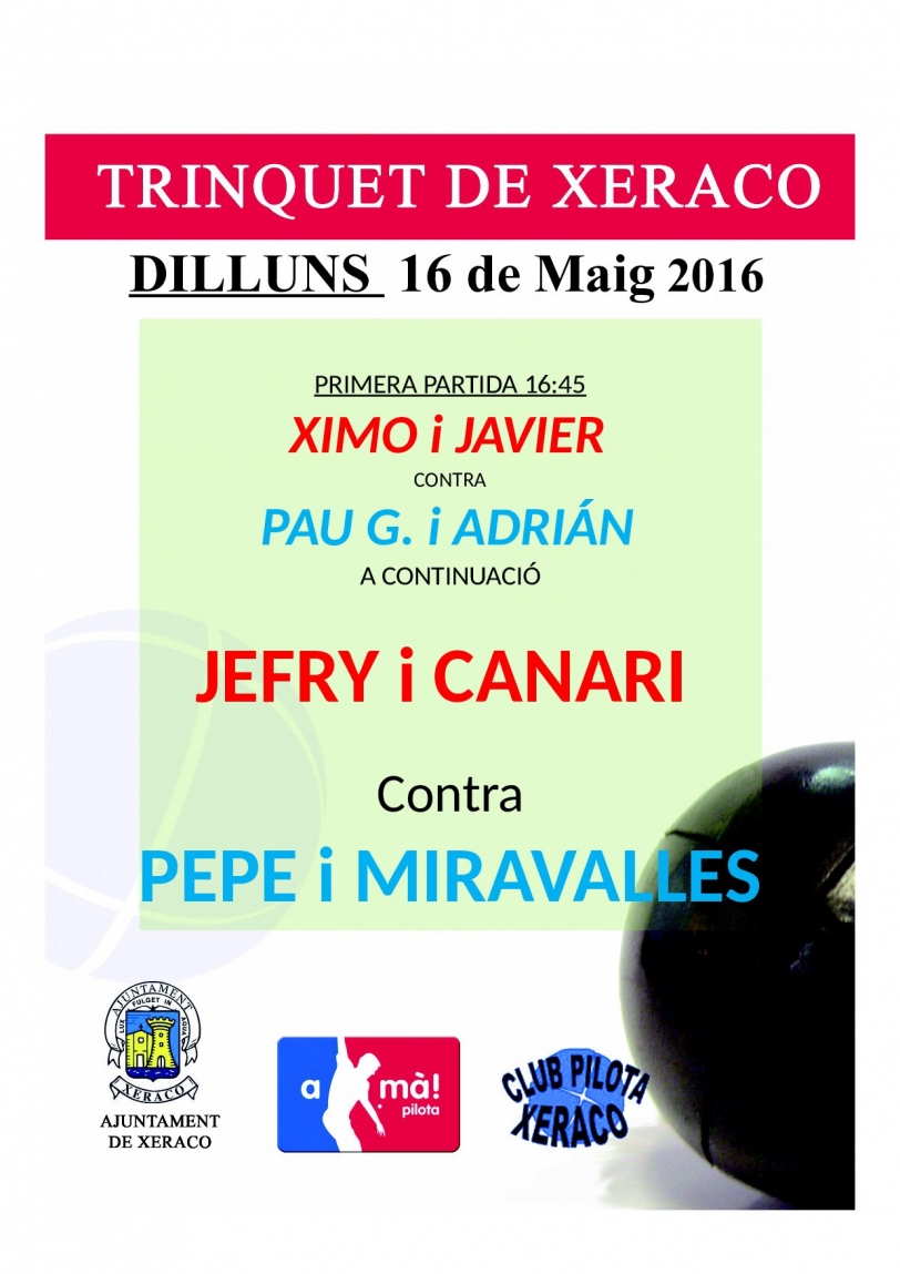 El Trinquet de Xeraco celebra dos partidas de pilota valenciana