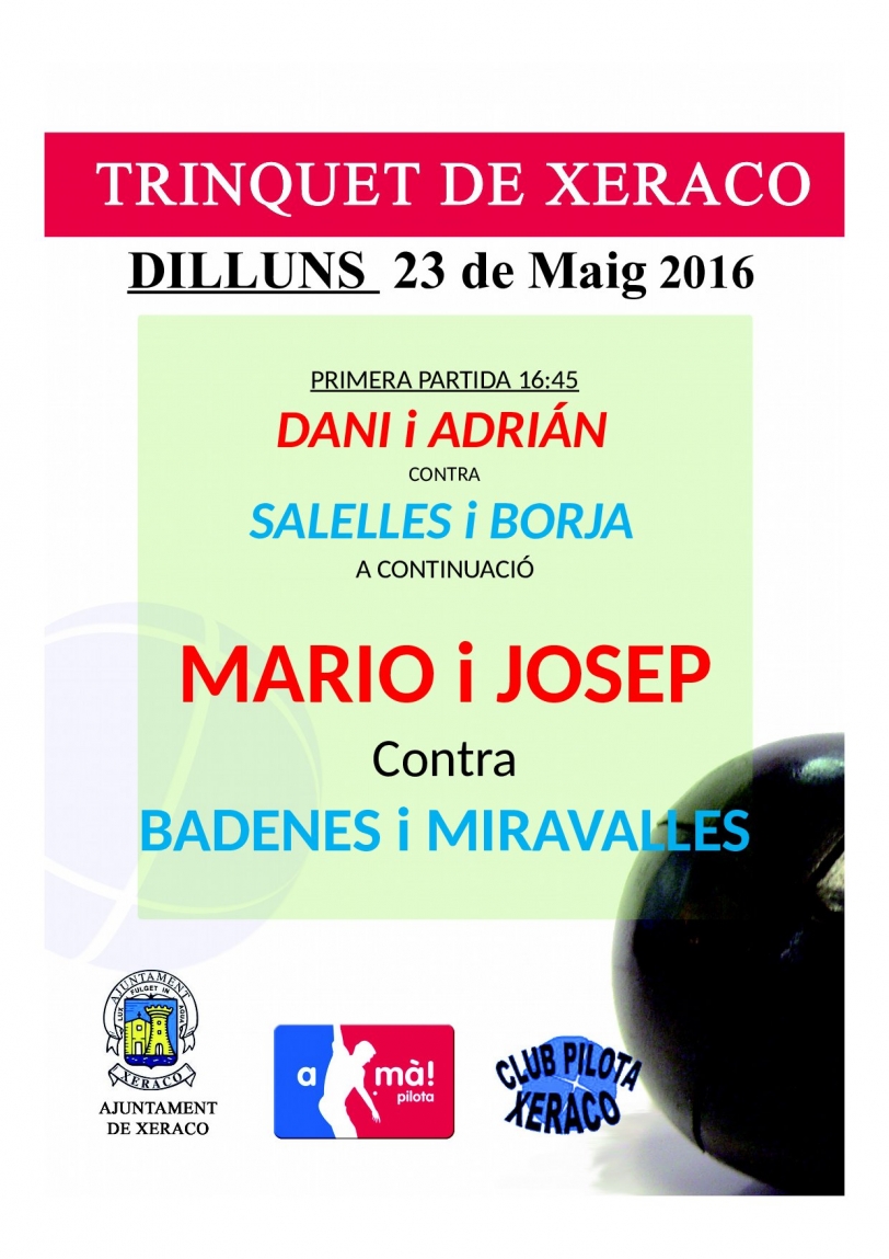 Xeraco acoge dos nuevas partidas de pilota valenciana en el Trinquet