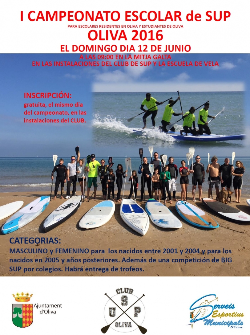 Oliva celebra el primer Campeonato Escolar SUP en la Mitja Galta