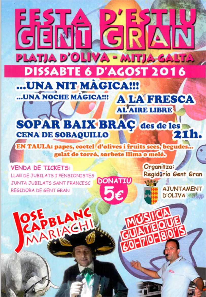 Oliva organiza una fiesta de verano para la gente mayor en Mitja Galta