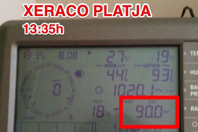 La lluvia situa a Xeraco como récord de España en la jornada de ayer