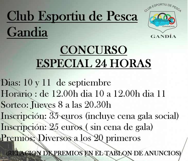 El Club Deportivo de Pesca Gandia acoge el Concurso Especial 24 horas