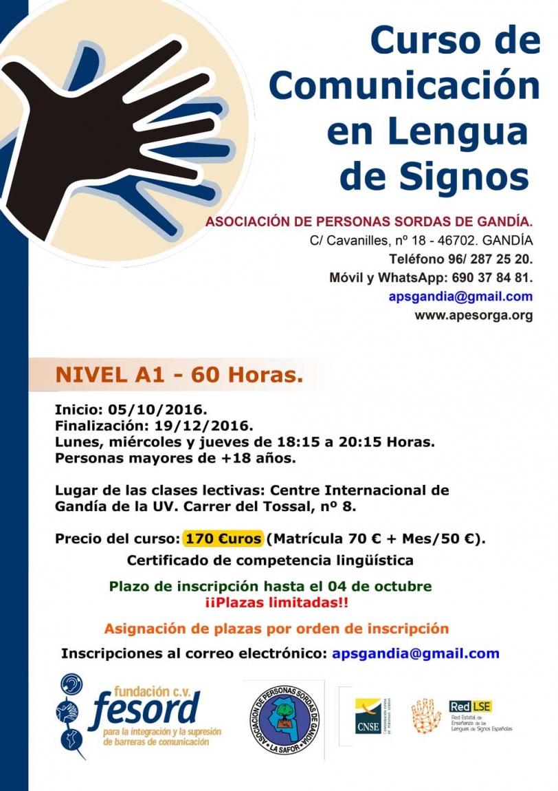 La APESORGA organiza un curso de Comunicación en Lengua de Signos