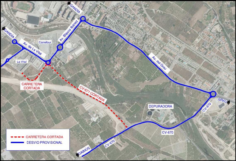 Las obras del acceso sur producen cortes en la carretera de La Vital