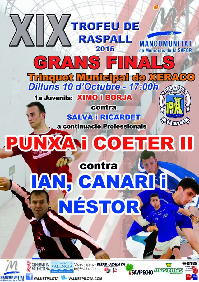 El Trinquet de Xeraco acoge la final del décimo noveno Trofeo de Raspall