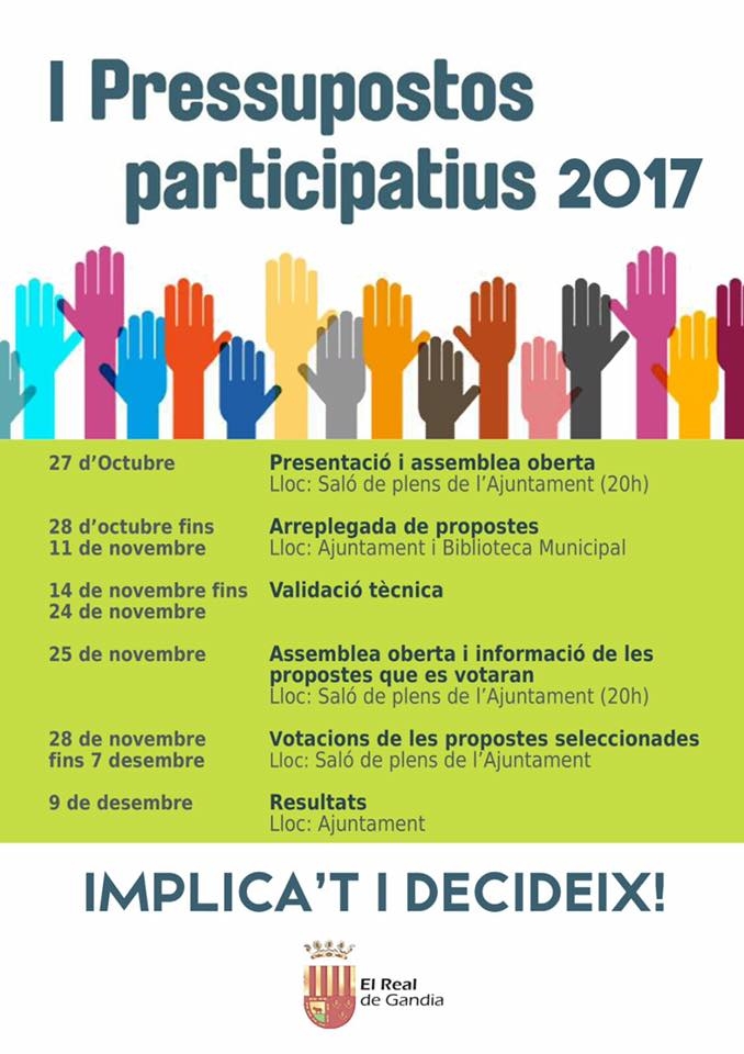 El Real de Gandia presenta los primeros presupuestos participativos