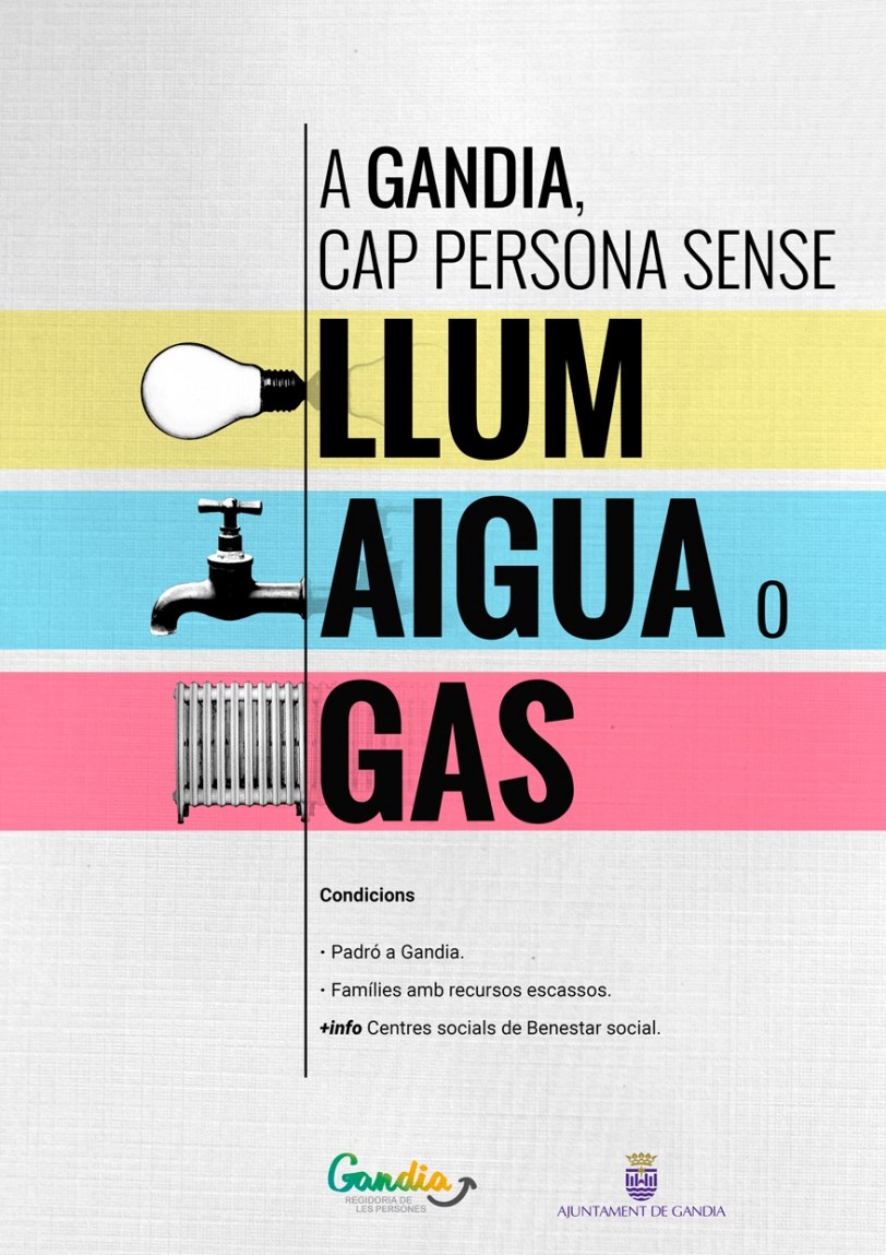 'A Gandia cap persona sense llum, aigua o gas', la nueva campaña de ayudas