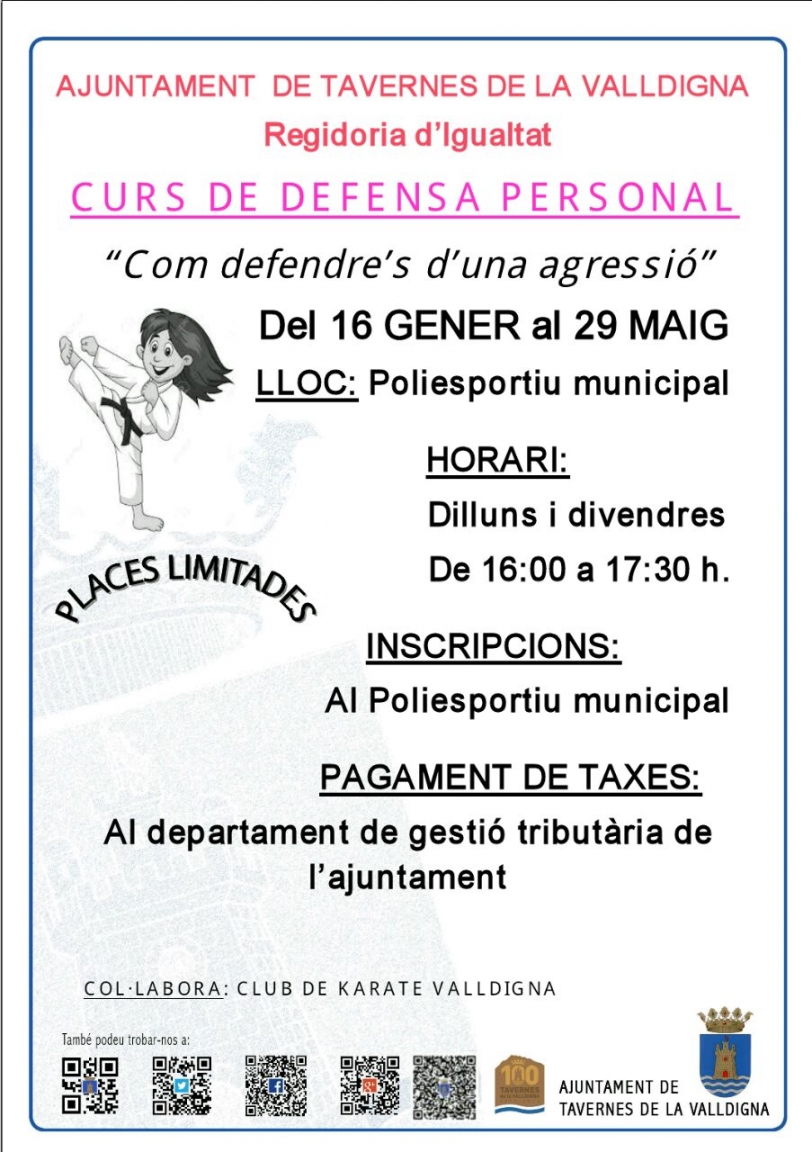 Tavernes inicia un curso de defensa personal para hombres y mujeres